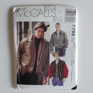 McCall's Pattern SZ L (42, 44) Mens Jacket #7796
